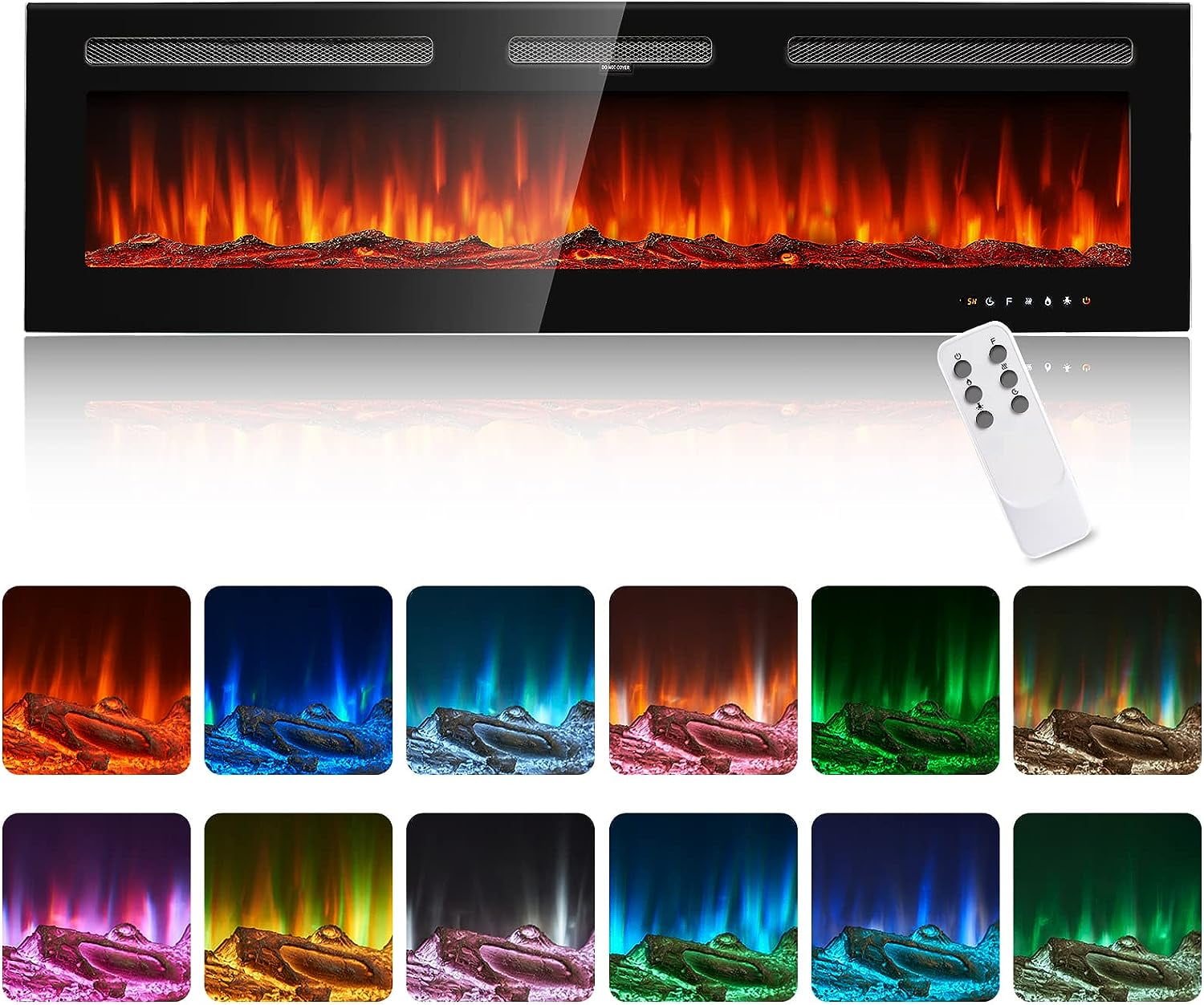 ONEINMIL 60’’ x 17’’ Wall Mounted Electric Indoor Fireplace