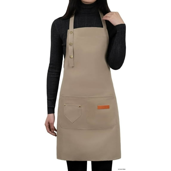 ONEKISS Aprons with Pockets Canvas Cotton Waterproof Cooking Apron for Men & Women, Adjustable Straps, One Size Fits Most
