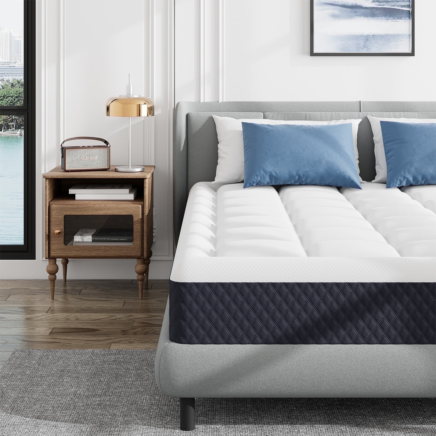 WARMKISS 8-Inch Gel Memory Foam Mattress, Queen, Pillow Top, Cooling