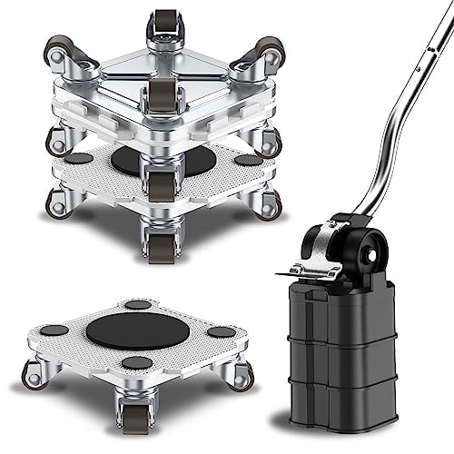 ONEON Furniture Mover with Wheels, 360° Rotation Wheels for Moving Heavy Furniture, Appliances, 880 LB Max Load Capacity with Auxiliary Lifter - Gray Connect Dolly Pro