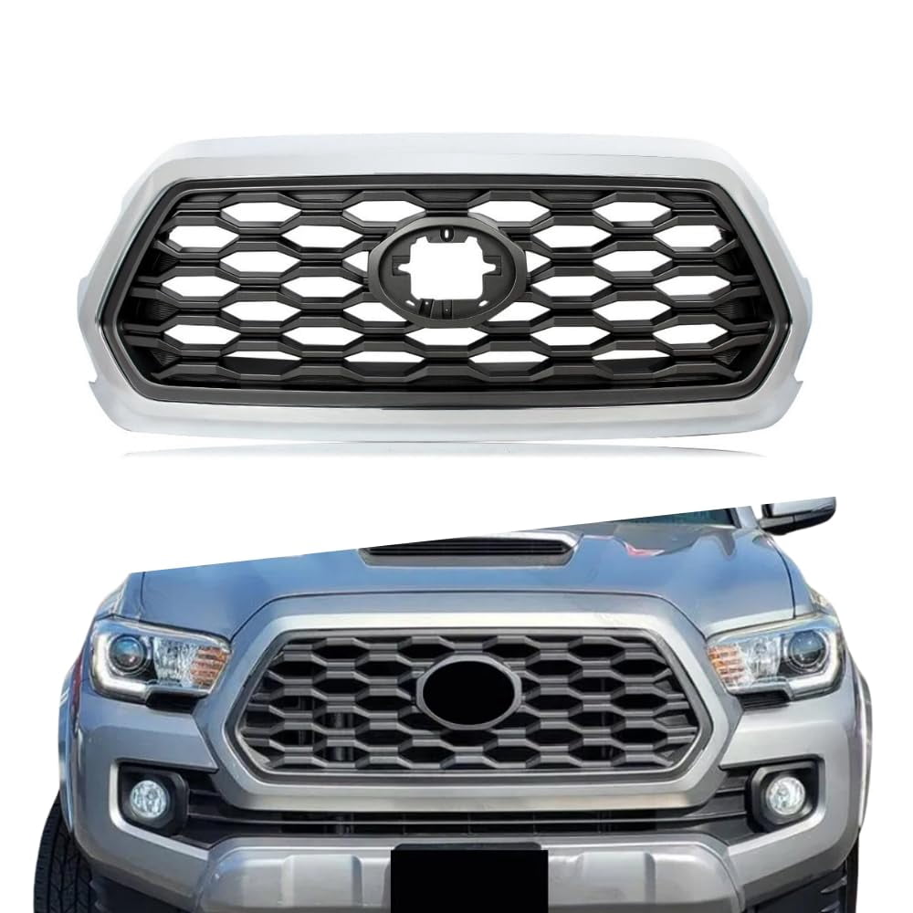 ONEPI Chrome Front Grill W/Gray Honeycomb Insert Compatible with Toyota ...