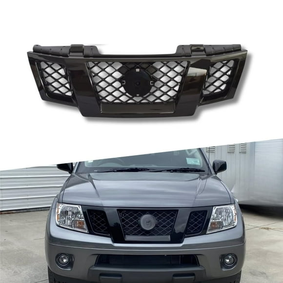 ONEPI Front Grill Gloss Black Compatible with Nissan Frontier DC/LE/Pro-4X/SE/SV/XE 2009-2021 Models, No Emblem, Replacement For 62310-ZL00B