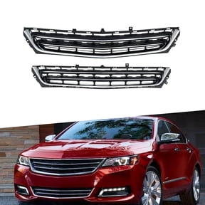 ONEPI Front Grill+Lower Grill Kit Black with Chrome Trim Compatible with Chevrolet Impala 2014 2015 2016 2017 2018 2019 2020 Models, No Emblem