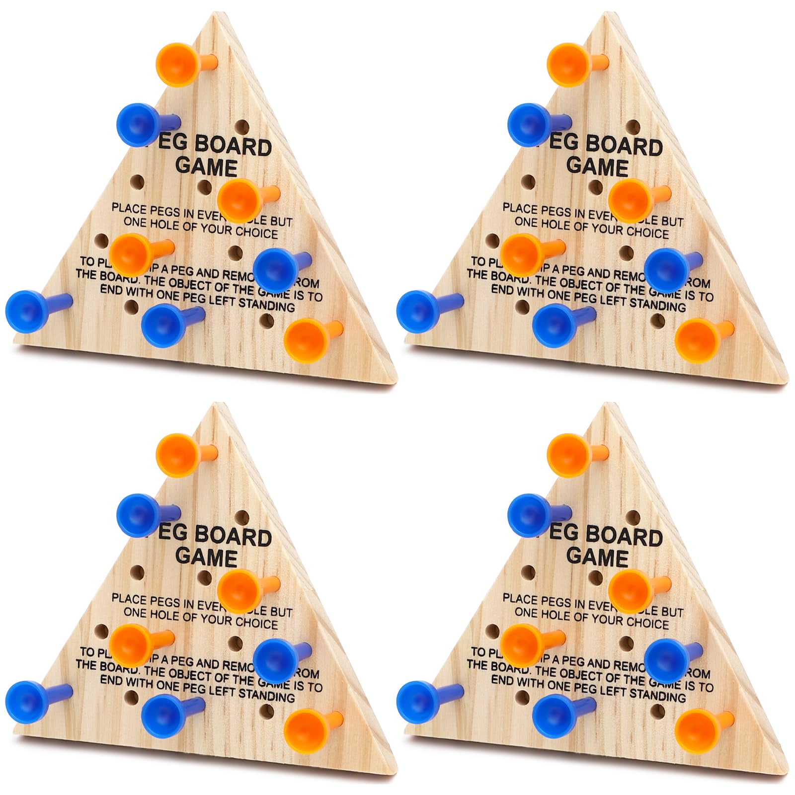 ONEST 4 Packs Wooden YPF5 Triangle Peg Board Game Wooden Board Game