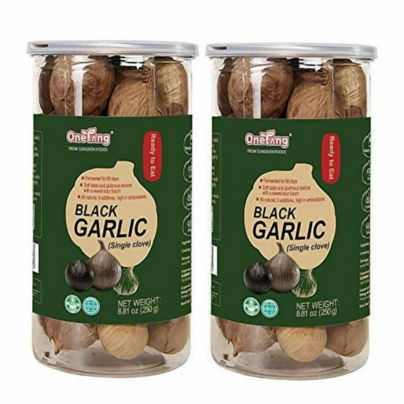 ONETANG Black Garlic 250g, Whole Black Garlic Fermented for 90 days, 0 additives, high in antioxidants 8.81 oz（pack of 2）