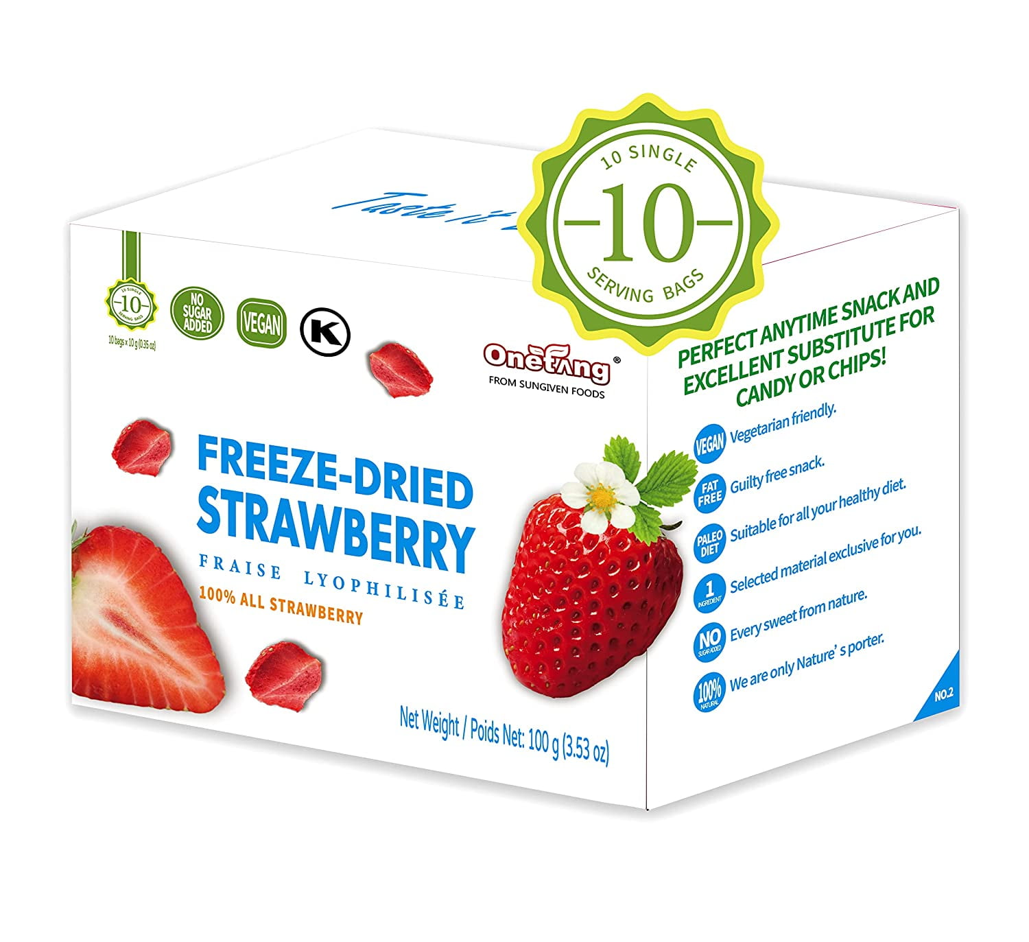 ONETANG Freeze-Dried Fruit Strawberry Gluten-Free 10 Pack