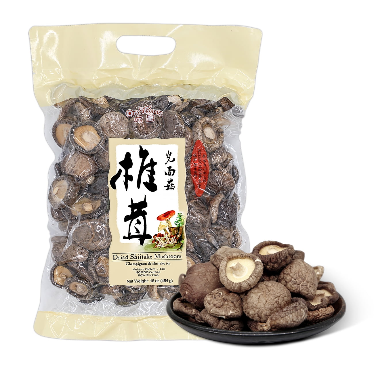 ONETANG Natural Dried Shiitake Mushrooms - Premium Flavors |AAA Grade Extra Dry Mushrooms for Soups, Sauces, Pasta and Risotto, Rehydrate Quickly, All Natural & Vegan | 16 Oz