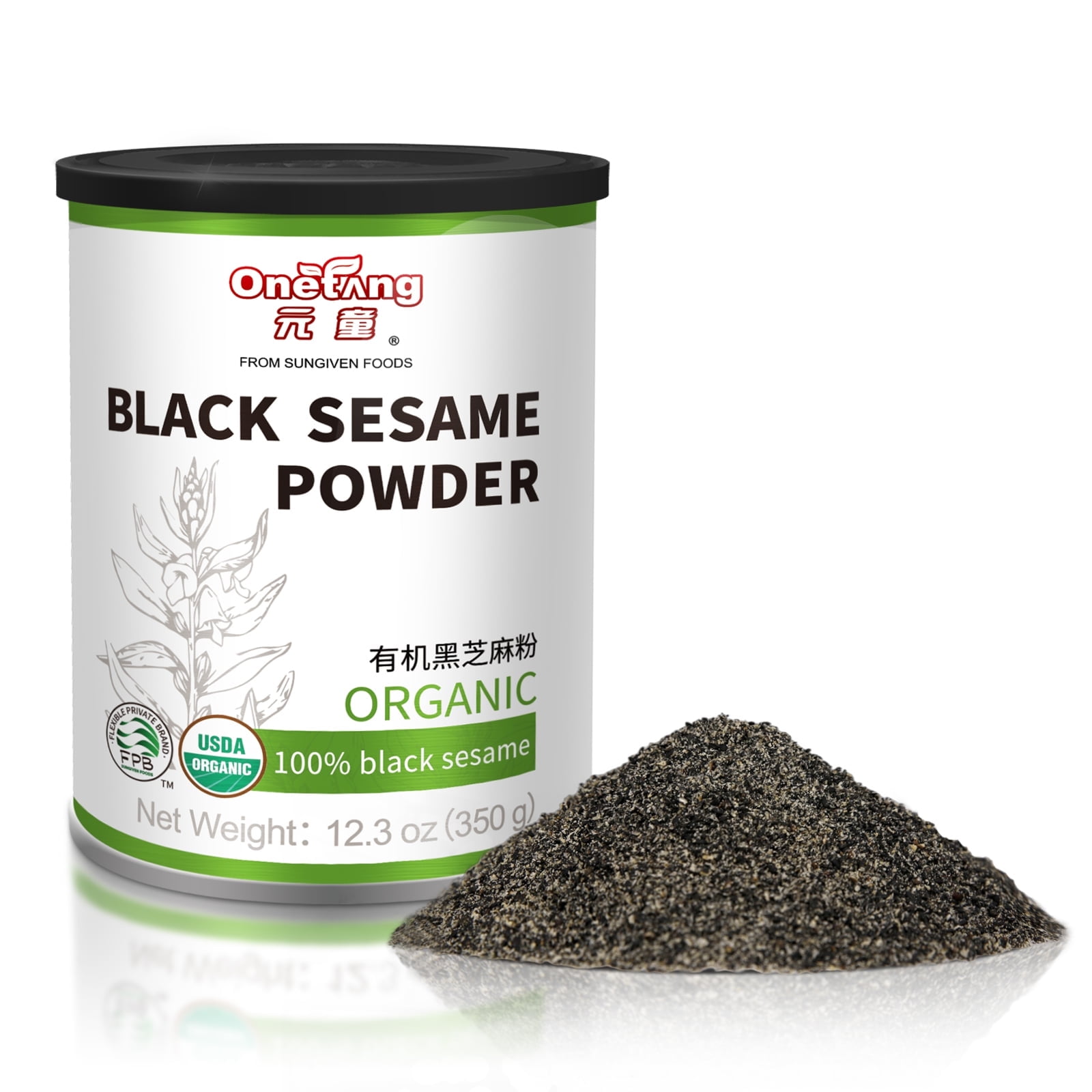 ONETANG Organic Black Sesame Powder No Sugar Halal Non Gmo Black Sesame Paste 12.36 Oz