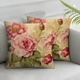 thumbnail image 1 of ONETECH  2pack Retro Flower Throw Pillow Covers Peony Rose Home Decorative Pillow Covers Vintage Cushion Cases Square Pillowcase, 1 of 6