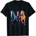 thumbnail image 1 of ONETECH 3 Horses Running Around Tshirt Graphic Horse Art T-Shirt, 1 of 3