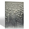 thumbnail image 1 of ONETECH 3D Oil Painting on Canvas, 12x16 inch Hand Painted Abstract White Flowers/Floral Paintings Grey Artwork Modern Canvas Wall Art Wall Decor Framed Ready to Hang, 1 of 4
