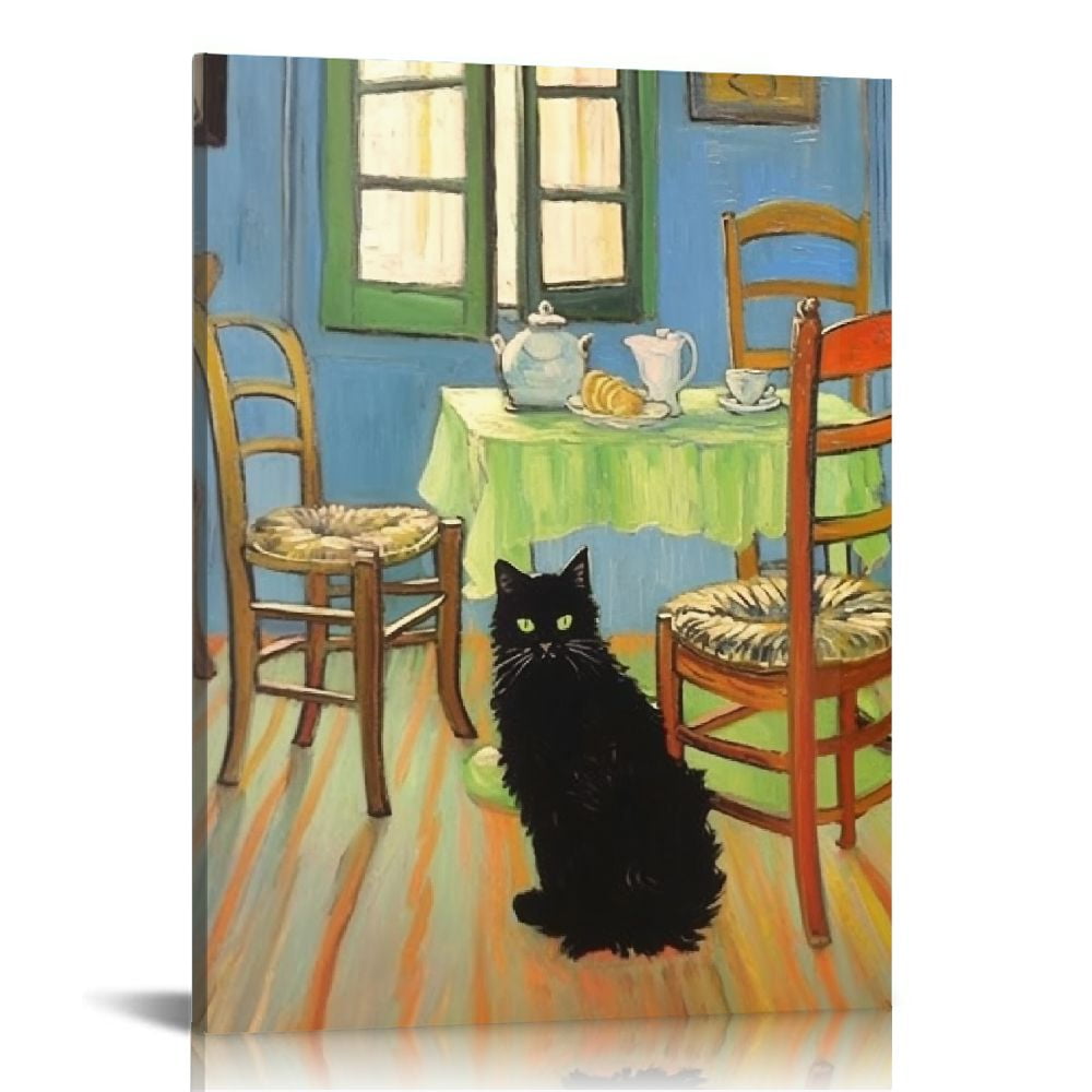 ONETECH 9Pcs Funny Black Cat Wall Art Cats In Famous Paintings Posters onetech-9pcs-funny-black-cat-wall-art-cats-in-famous-paintings-posters
