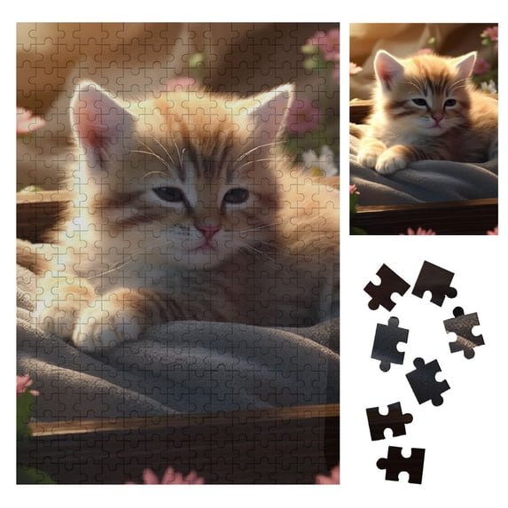 ONETECH A Lovely Cat Canvas Painting Wooden Jigsaw Puzzle for Adults Challenging Difficult Wood Puzzles - Ideal for Home Decor and Leisure Time 300PCS
