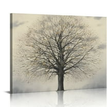 ONETECH Abstract Black and White Tree Picture Decor Canvas Wall Art Life Painting with Gold Landscape for Home Bedroom Decoration