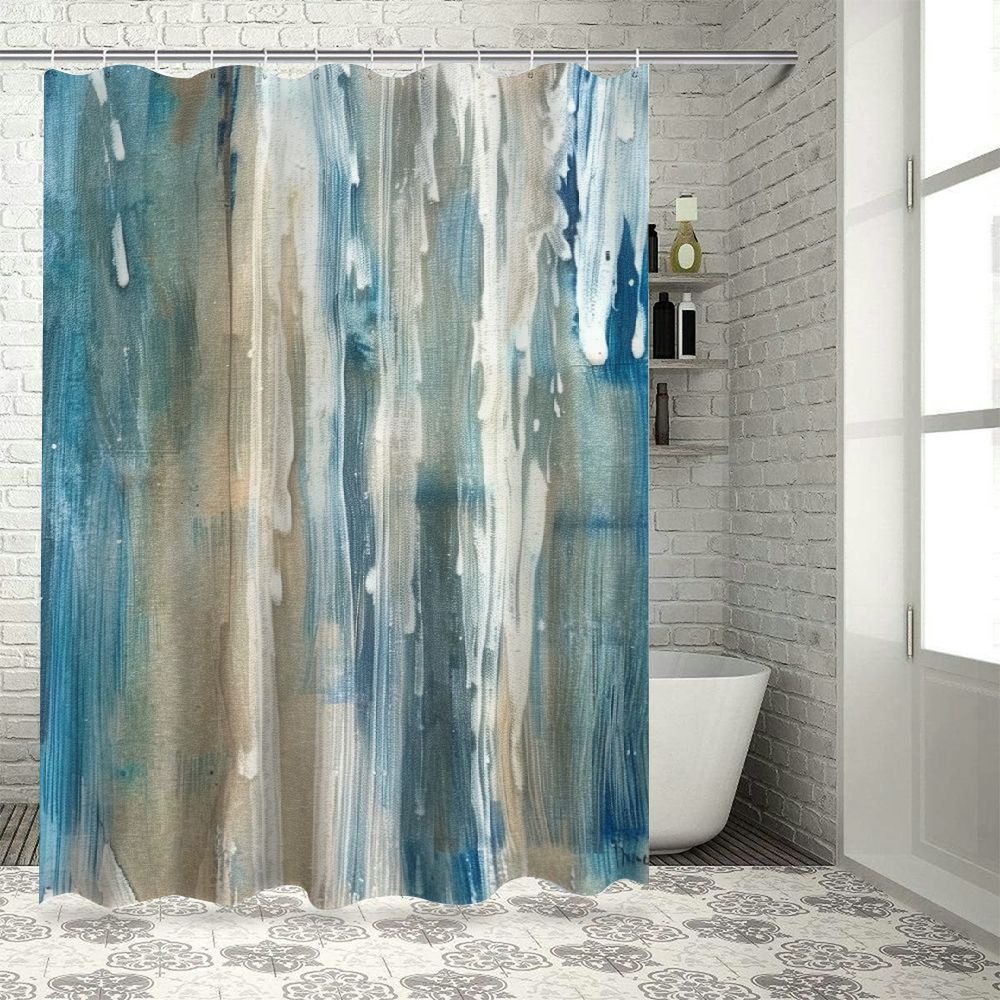 Abstract Blue Brown Shower Curtains Creative Colorful Paint