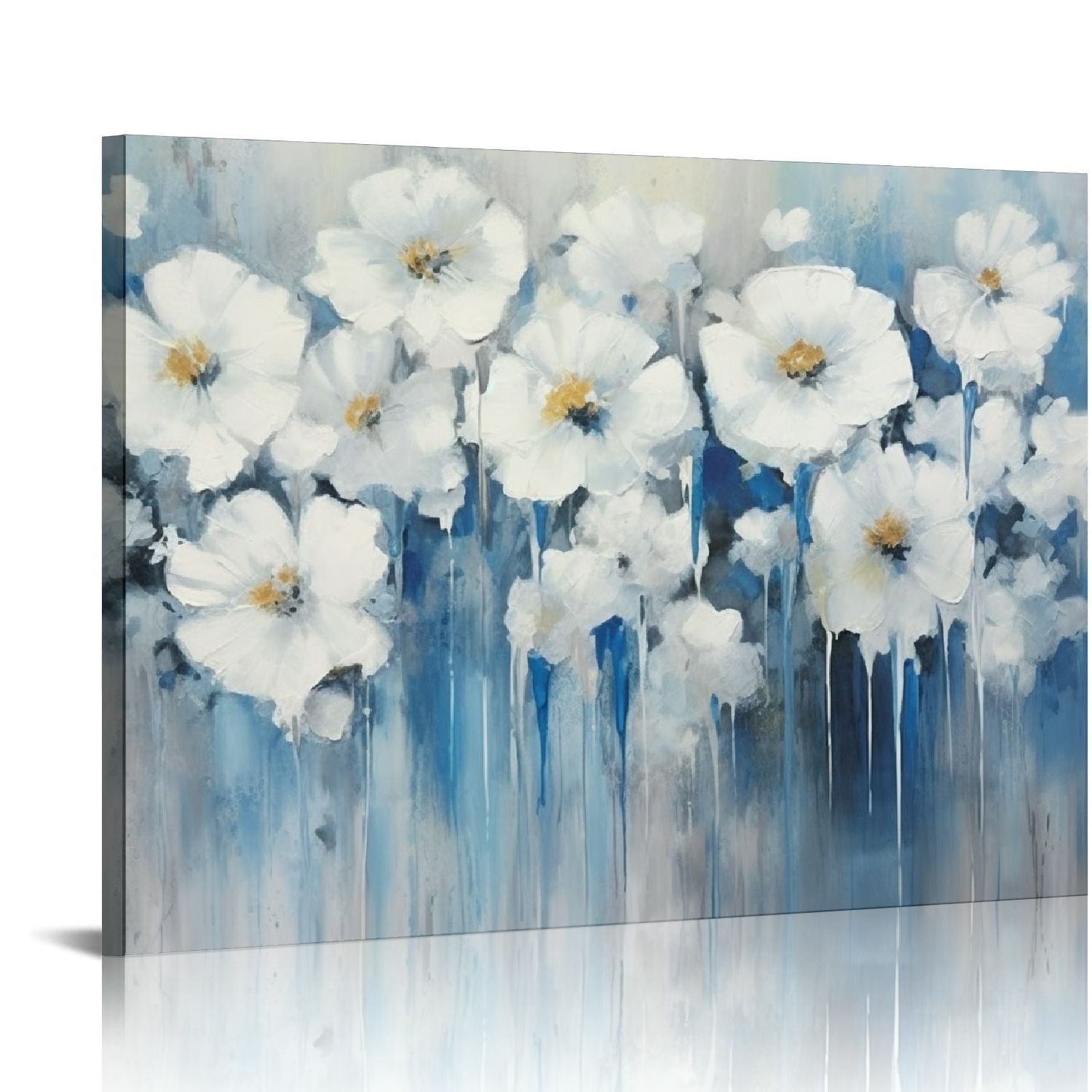 ONETECH Abstract Flower Pictures Decor Wall Art White Floral Canvas ...