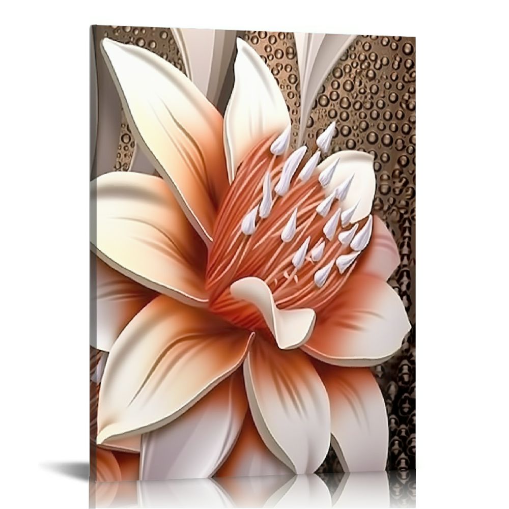 ONETECH Abstract Flower Wall Art, Lily Pictures Canvas Print Red Grey ...
