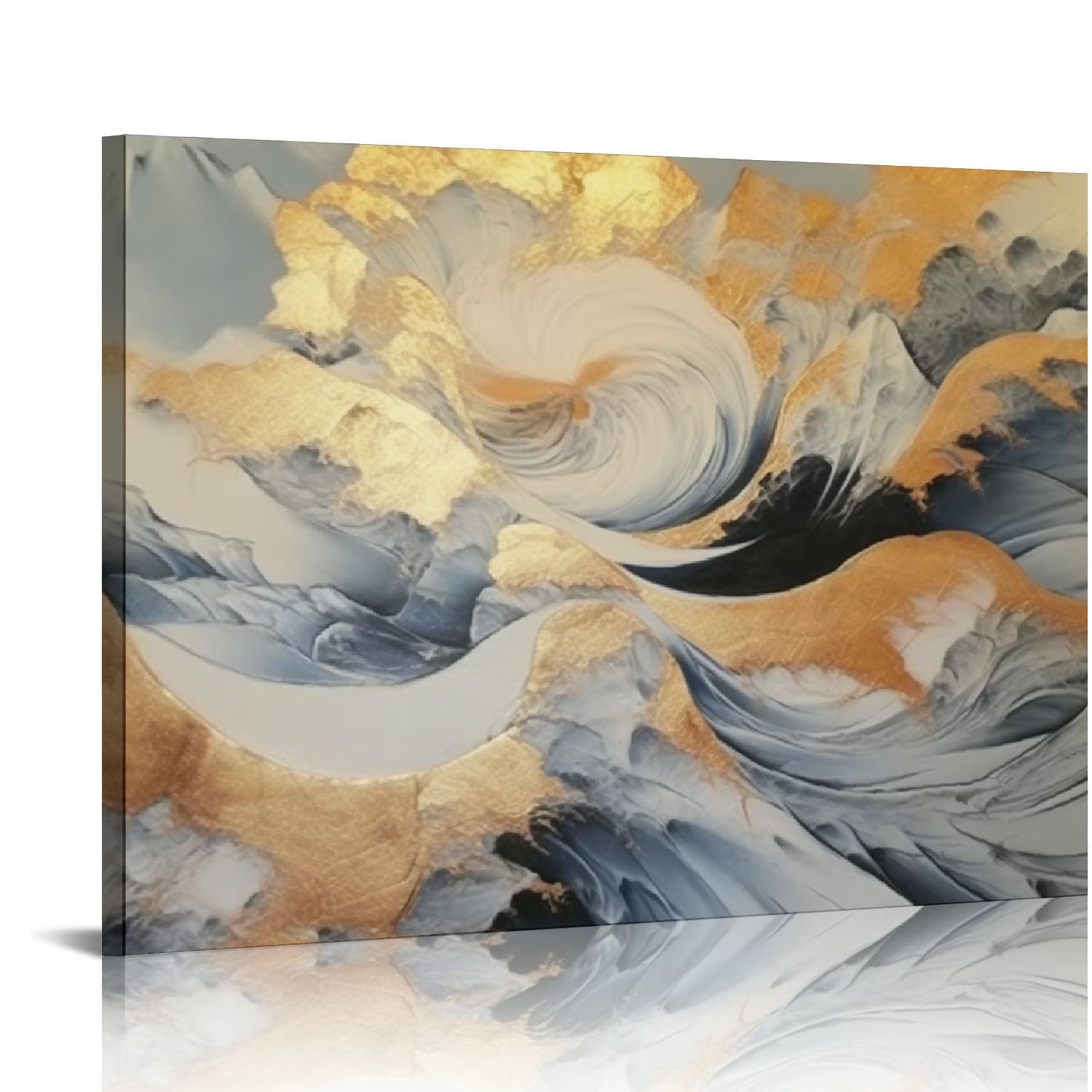 ONETECH Abstract Golden Flower Art Pictures Canvas Painting Wall Poster ...
