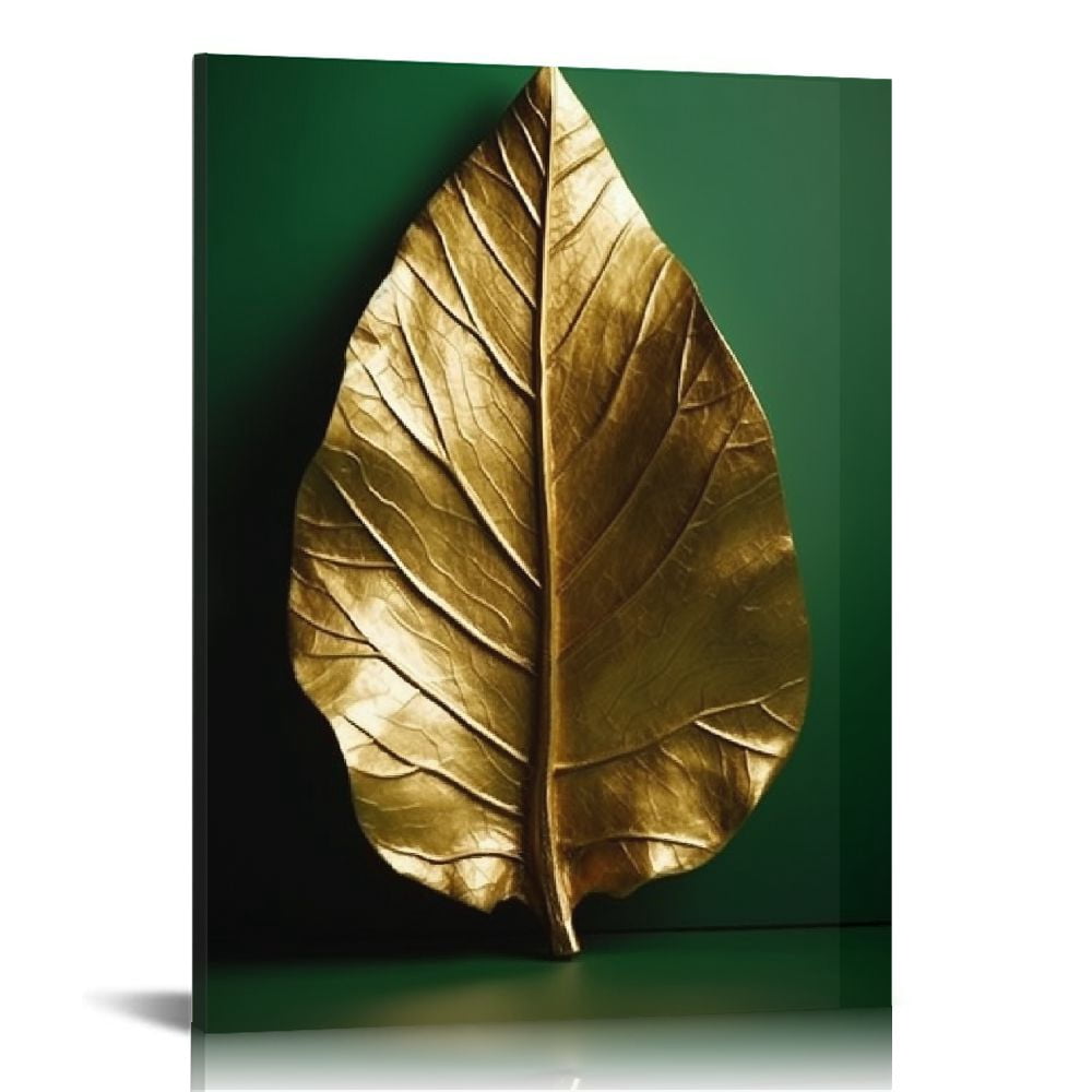 ONETECH Abstract Leaves Wall Art Golden Plant Leaf Canvas Print ...