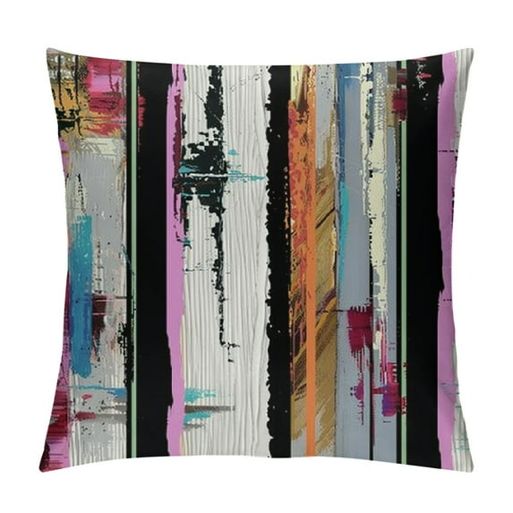 ONETECH Abstract Throw Pillow Cushion Cover, Multicolored Expressionist Work of Art Vibrant Rainbow Design Tainted Pattern, Decorative Square  Pillow Case, Rainbow Color
