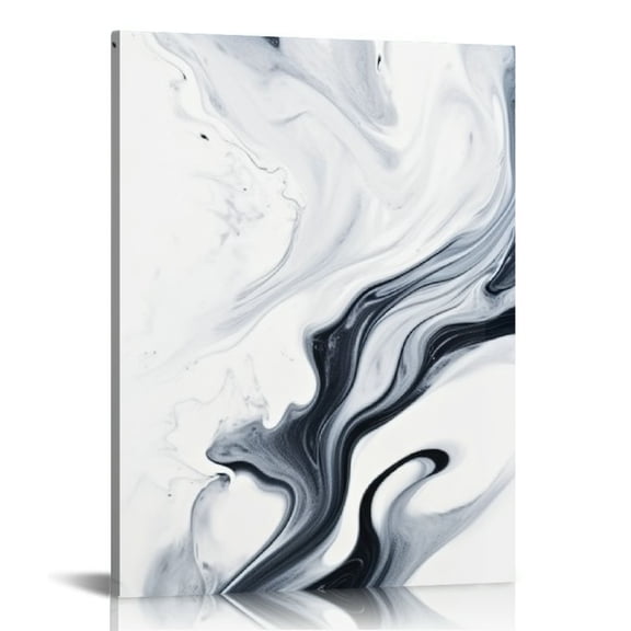 ONETECH Abstract Wall Art - Black and White Abstract Canvas Print for Living Room Wall Decor, Modern Abstract Watercolor Painting Pictures, Minimalist Abstract Framed Artwork for Office Decor