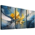 thumbnail image 1 of ONETECH Abstract Wall-Art for Bedroom - Blue and Gold Wall Decor - Abstract Art Wall Decor Ready to Hang 12''x16''X3 Panels, 1 of 4