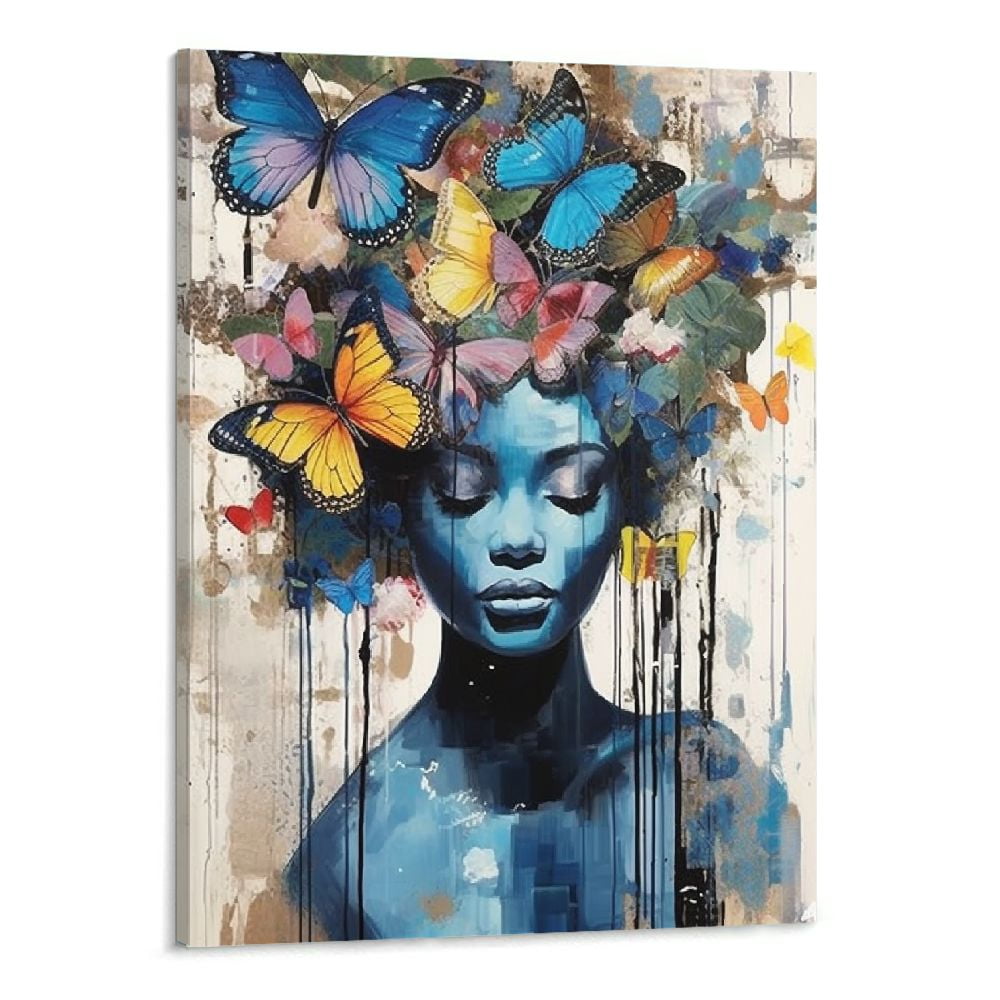 African American Wall Art Black Women Art Wall Decor Blue