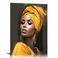 thumbnail image 1 of ONETECH African American Women Canvas Wall Art Black Woman Yellow Hair Beauty Abstract Painting Canvas Prints Living Room Bedroom Bathroom Framed Home Decor Ready to Hang,16x20 in, 1 of 4
