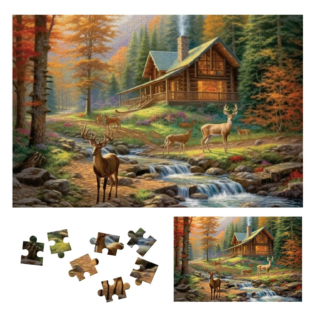 Alpine Serenity 1000-Piece Wooden Jigsaw Puzzle with Hidden Images