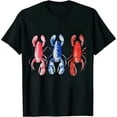 thumbnail image 1 of ONETECH American Blue, White and Red Cool Lobsters Design T-Shirt, 1 of 3