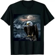ONETECH American Nature Bald Eagle Moon Sketch Wildlife Portrait T-Shirt