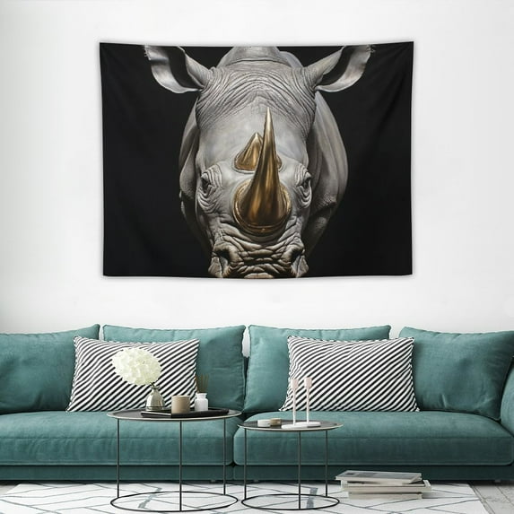 ONETECH Angry Rhinoceros Head Tapestry Wall Hanging Bedroom Living Room Home Party Banner Decoration Tapestries