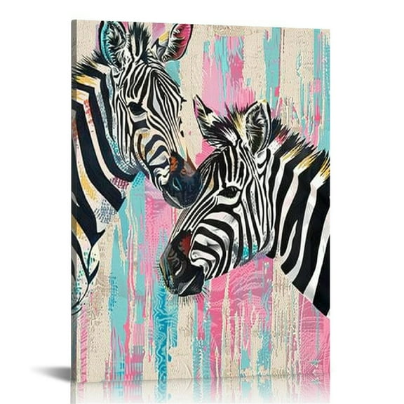 ONETECH Animal Artwork for Elephant Wall Art Colorful Animal Prints Zebra Family for Bedroom Giraffe Canvas Poster