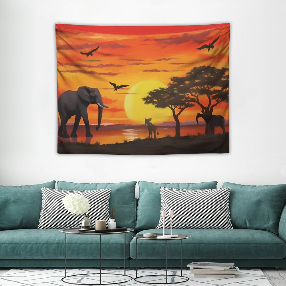 Animal Tapestry Small, Handpainted Safari African Graffe