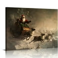thumbnail image 1 of ONETECH  AnyDesign Christmas Canvas Wall Art Prints Large Vintage Santa Claus with Reindeer Sleigh Art Poster Xmas Wall Decor for Gallery Living Room Bedroom  16x12in, 1 of 6