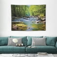 thumbnail image 1 of ONETECH  Appalachian Tapestry, Oconaluftee River at Great Smoky Mountains National Park, Wall Hanging for Bedroom Living Room Dorm, Lime Green Charcoal Grey and Fawn, 1 of 7