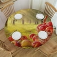 thumbnail image 1 of ONETECH  Apples Basket Autumn Garden Round Tablecloth Xmas Snowflake Fitted Round Table Cover Wipeable Table Cloth Elastic Edge for Outdoor Kitchen Dining Table Party Decor, 1 of 7