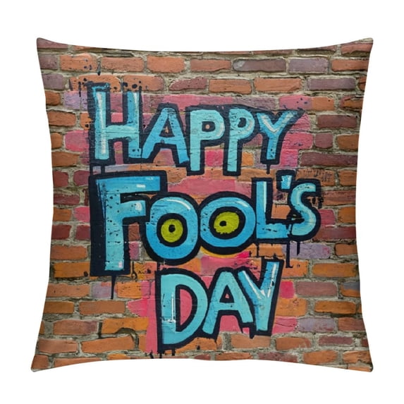 ONETECH April Fools Day Square Throw Pillow Covers Invisible Zipper Home Decor for Cushion Cases Sofa Living Room