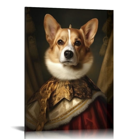 ONETECH Aristocratic Corgi Poster - Dog Portrait Print - Renaissance Art - Dog Art - Gift for Men, Women, Animal Lover - Funny Decor for Bedroom, Bathroom, Office