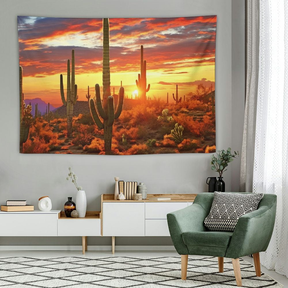 ONETECH Arizona Desert Tapestry Saguaro Cacti Mountains Tapestry for