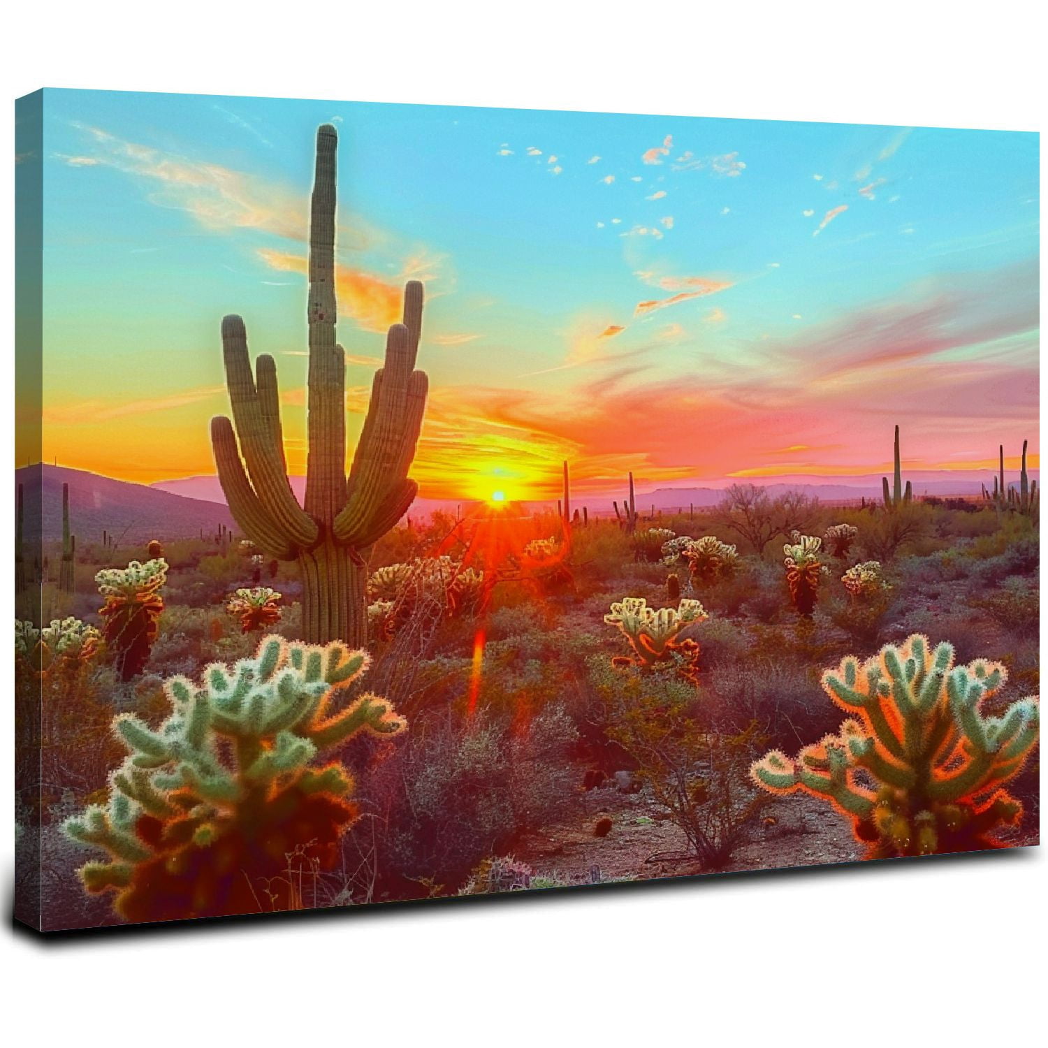 ONETECH Arizona Sonoran Desert Wall Art Botanical Cactus in Sunset ...