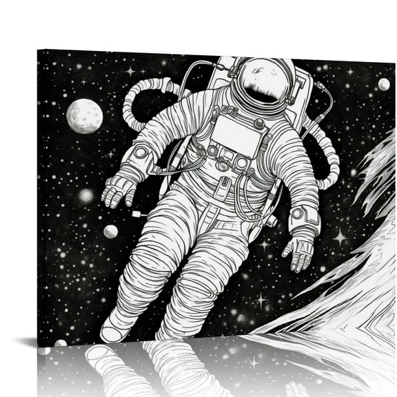 ONETECH Astronauts' Interesting Aliens Moon Cosmos Galaxy Hippies Wall Art 20x16 in / 16x12 in Canvas Living Room Bedroom Home Office Decor 16x12in