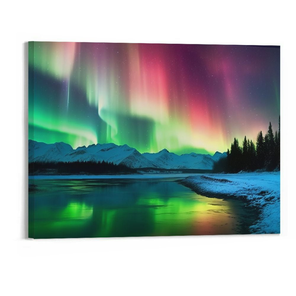 ONETECH Aurora Borealis Canvas Northern Lights Wall Art Picture Alaska ...