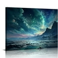 thumbnail image 1 of ONETECH  Aurora Borealis Canvas Wall Art Printmaking Painting Living Room Children's Room Bedroom Office Wall Decoration Landscape Photo Frame Decoration Hanging Large Canvas Painting, 1 of 4
