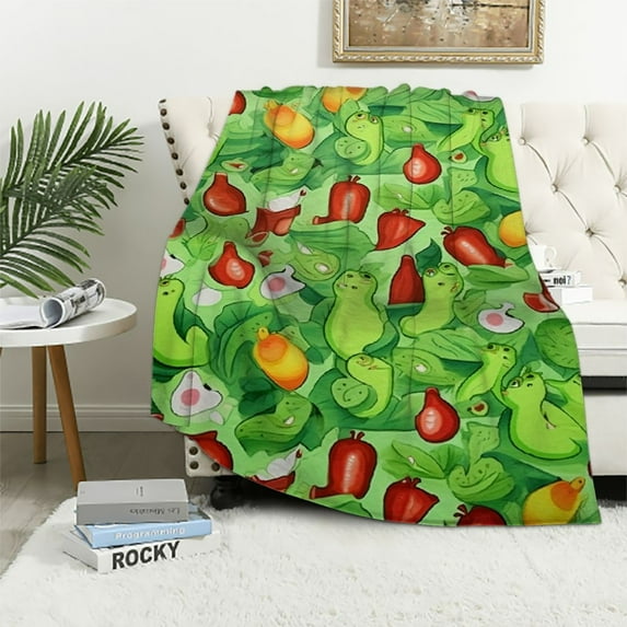 FUMJ Avocado Blanket, Kawaii Avocado Cute Animals Gifts for Women Adult Throw Blanket Bedding Room Decor Flannel Blanket Soft Plush Warm Blankets&Throws for Couch Living Room