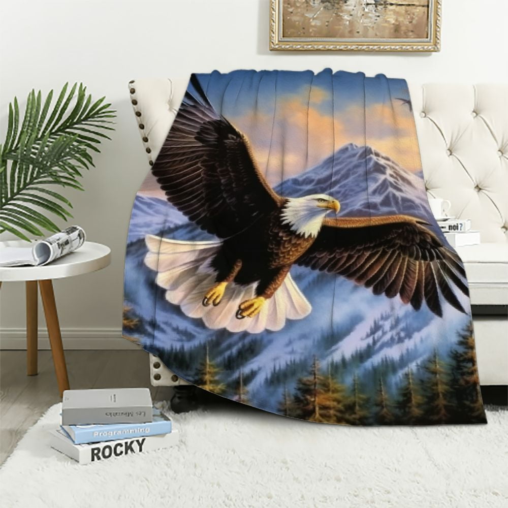 Eagle Pattern Print Hooded Blanket