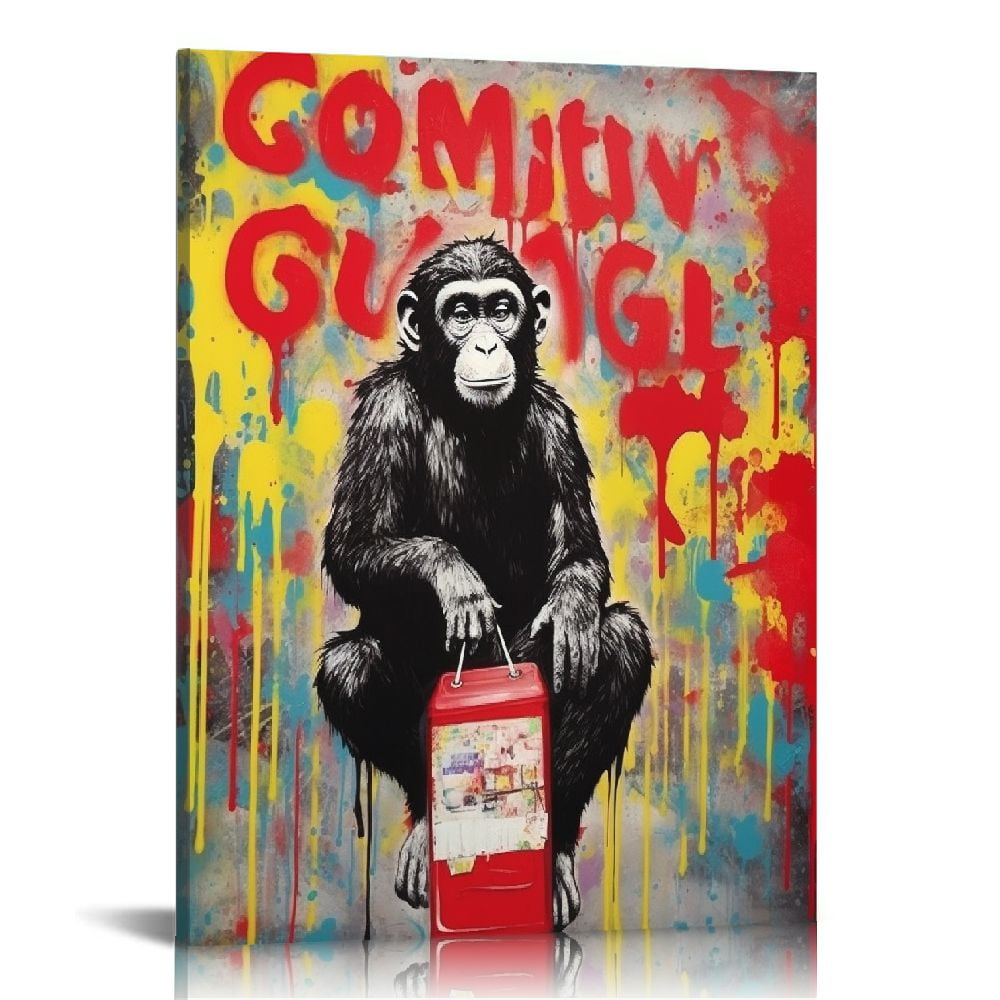 ONETECH Banksy Canvas Wall Art Monkey - Follow Your Dreams