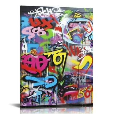 ONETECH  Banksy Wall Art Graffiti Canvas Wall Art Behind the Curtain Colorful Wall Decor Pop Art Wall Decor Graffiti Poster Graffiti Decor Street Art Colorful Posters for Room Decor 16x20in