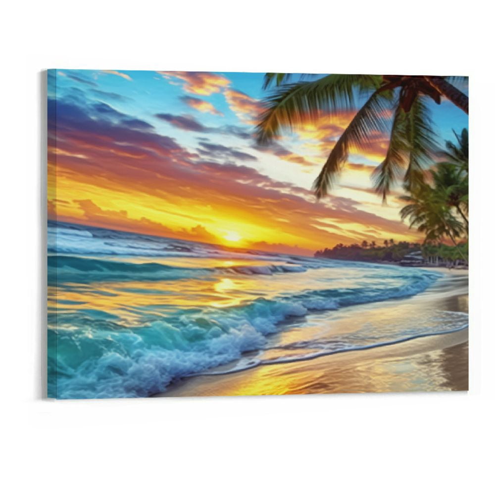 ONETECH Beach Canvas Wall Art Seascape Theme Pictures Home Decor Blue ...