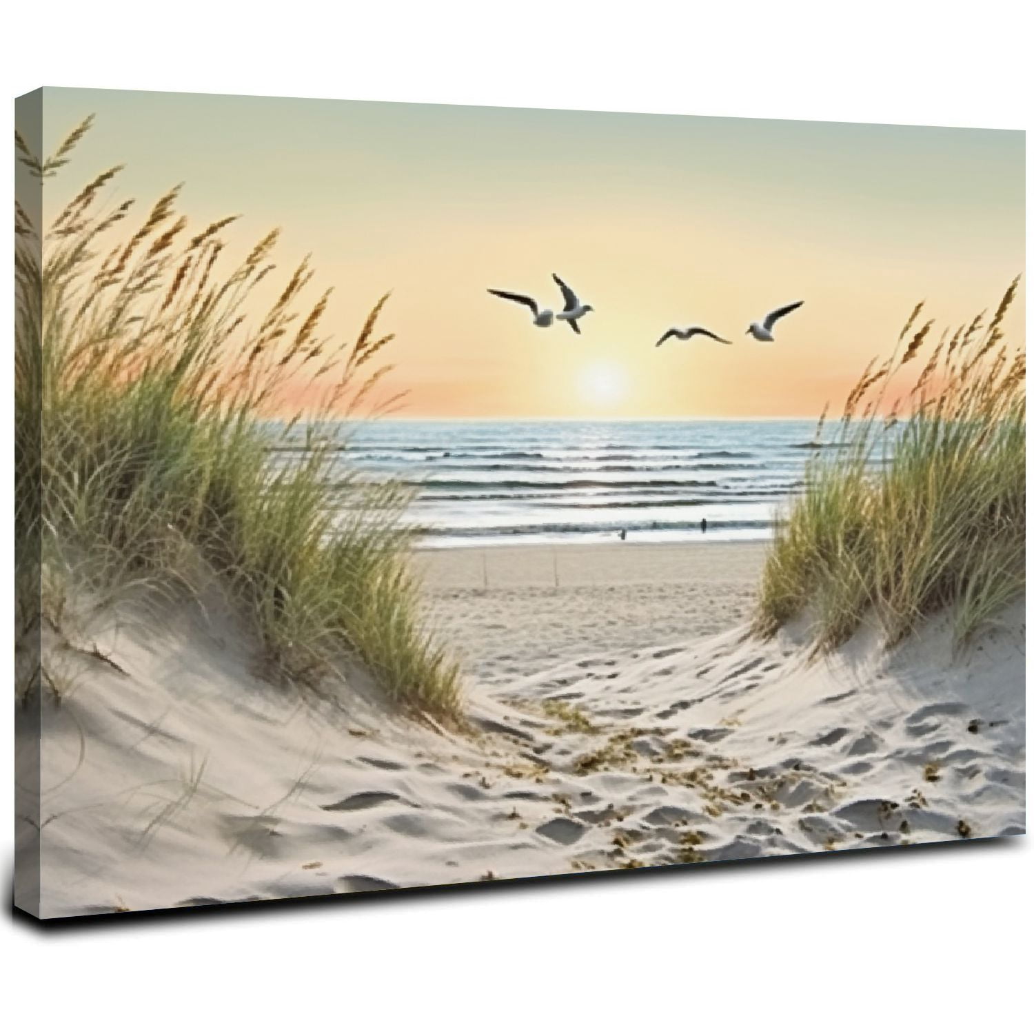 ONETECH Beach Wall Art Canvas Bathroom: Coastal Sunset Ocean Print ...